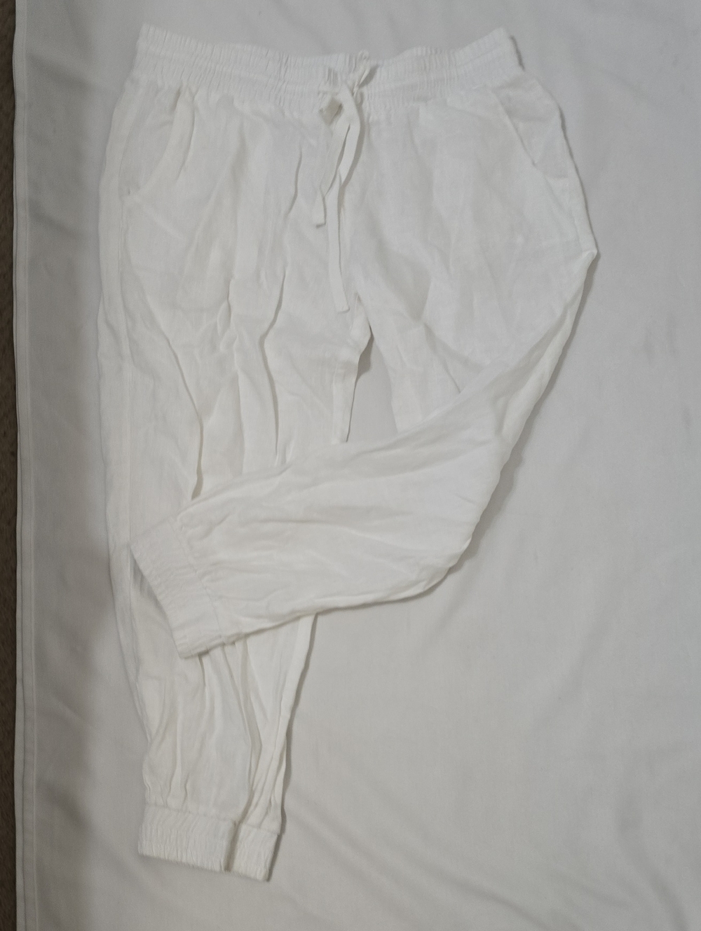 cloth & stone White Elastic Waist Linen Pants‎